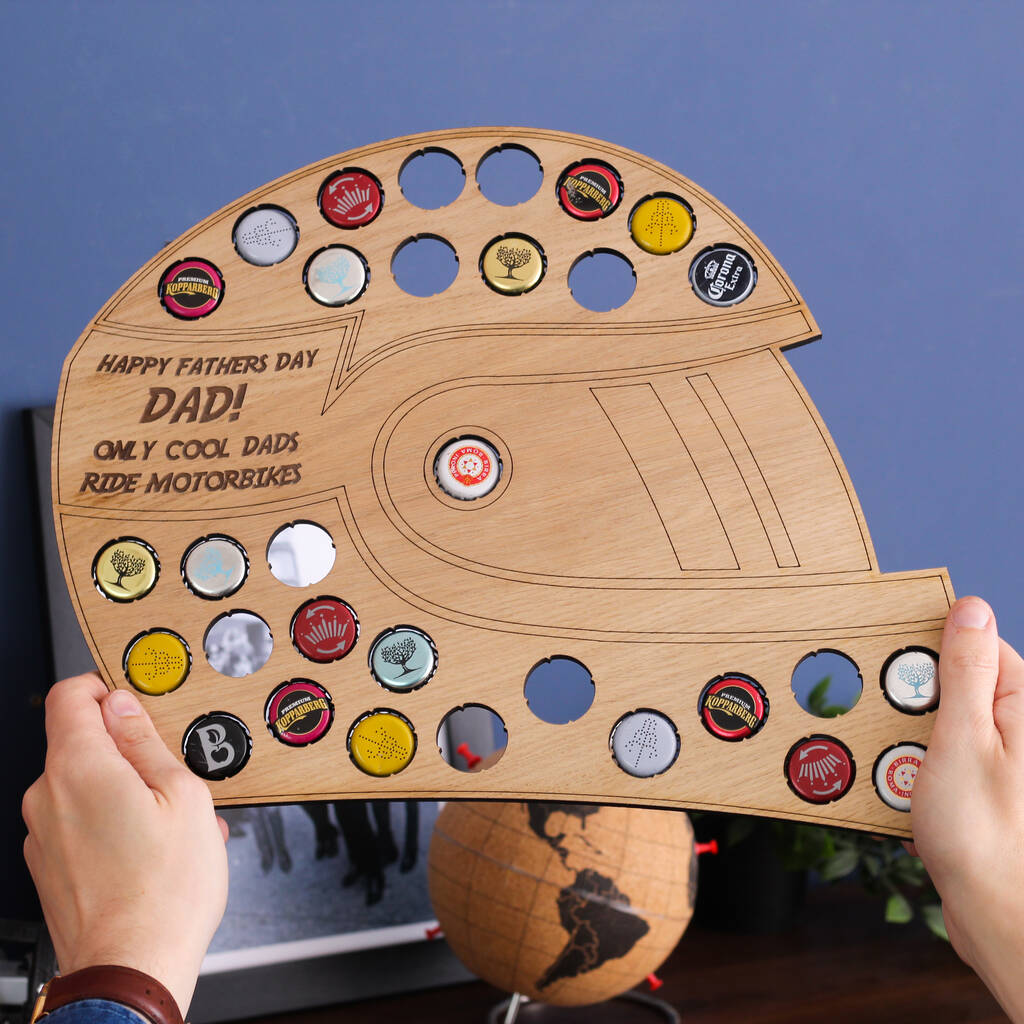 Personalized Motorcycle Helmet Beer Cap Holder Only Cool Dads Ride Motorbikes Wooden Bottle Cap Display Fathers Day Gift For Biker Dad