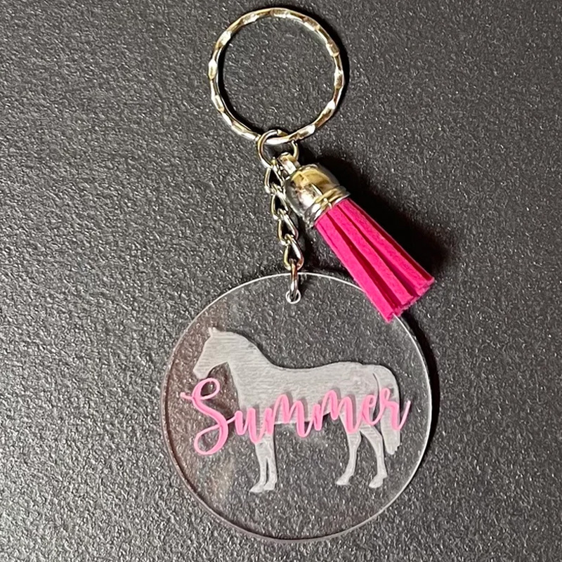 Personalized Horse Acrylic Tassel Keyring keychain Gift for Equestrian Riding Lovers