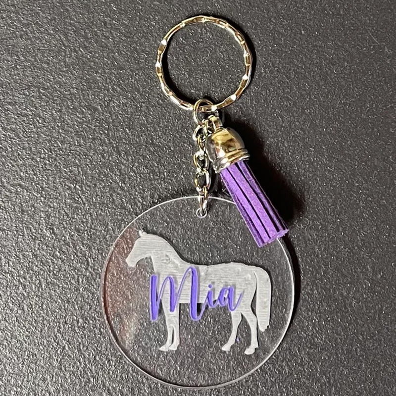Personalized Horse Acrylic Tassel Keyring keychain Gift for Equestrian Riding Lovers