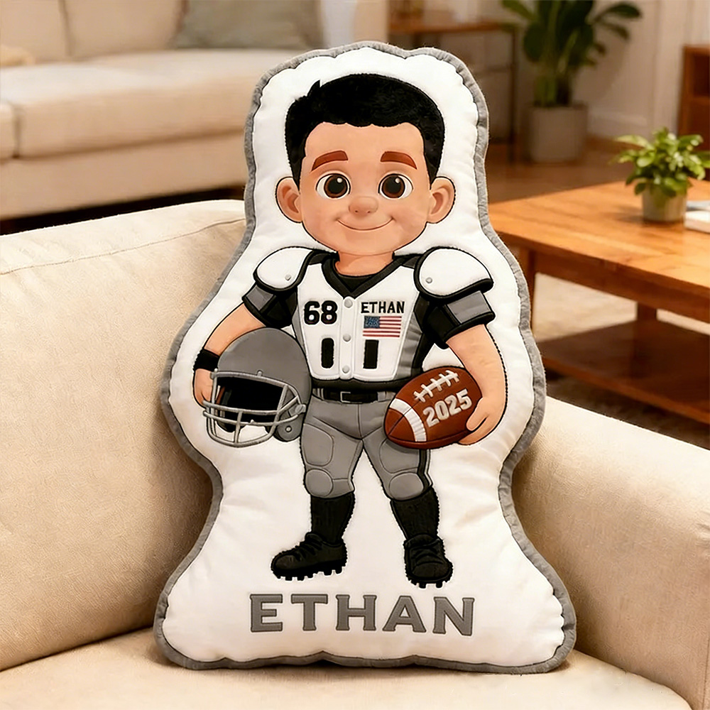 Personalized Football Player Pillow with Custom Name, Number, and Year