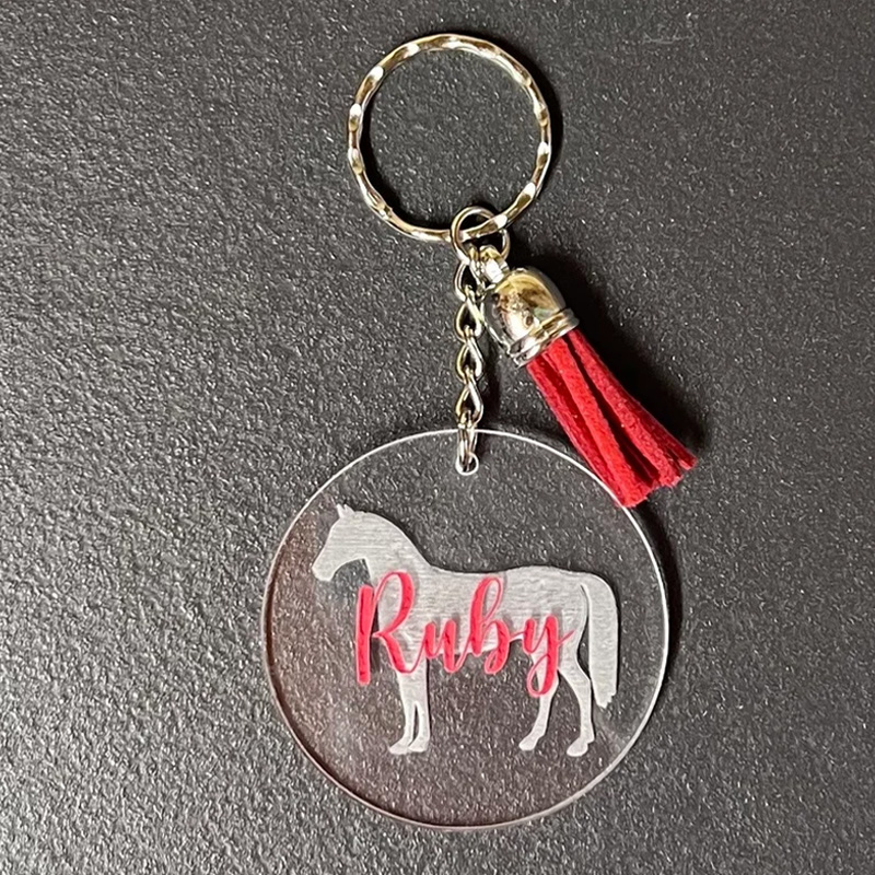Personalized Horse Acrylic Tassel Keyring keychain Gift for Equestrian Riding Lovers