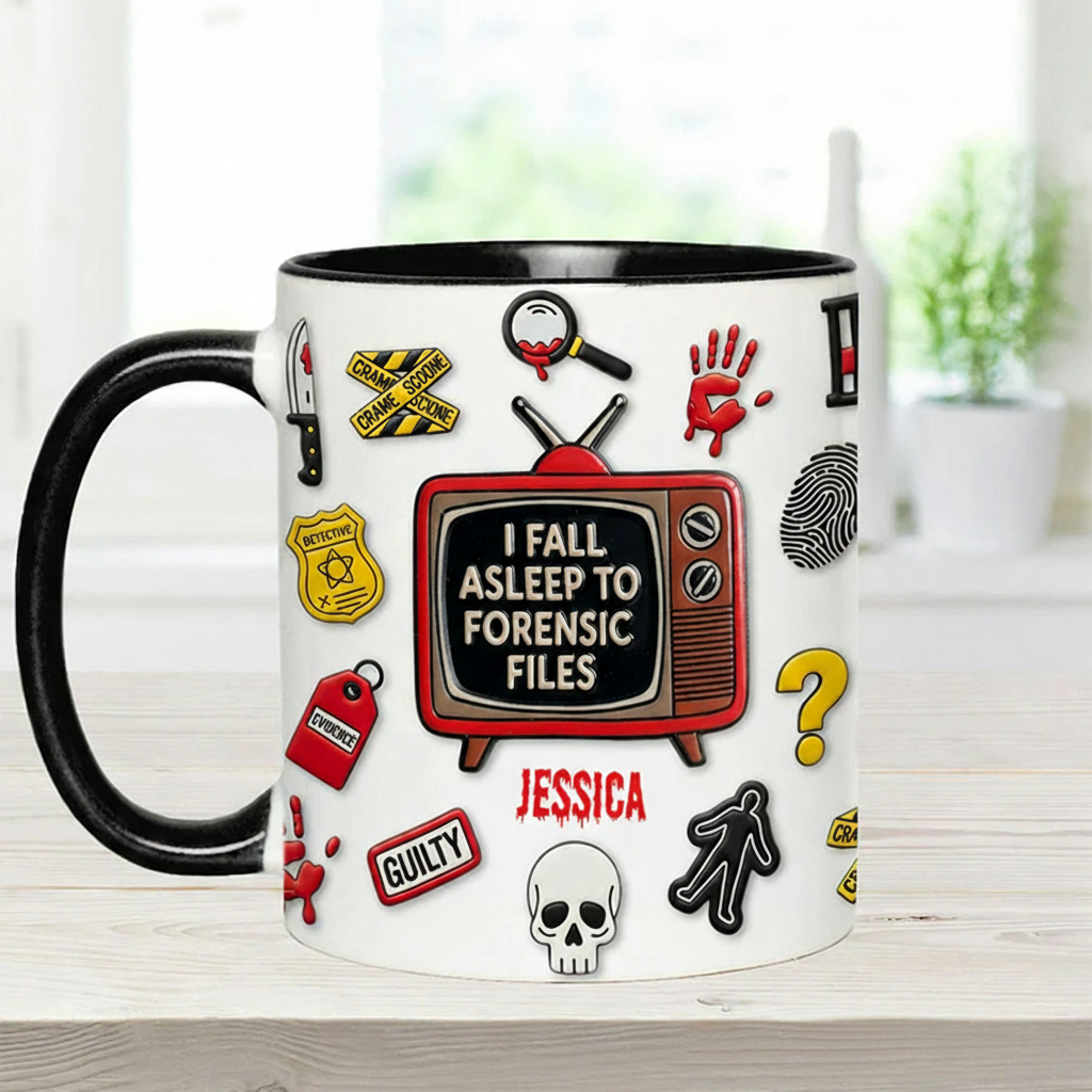Personalized 3D Effect I Fall Asleep Crime Watching Mug TV Show Mug Movie Lover Gift for Friend Birthday Gift