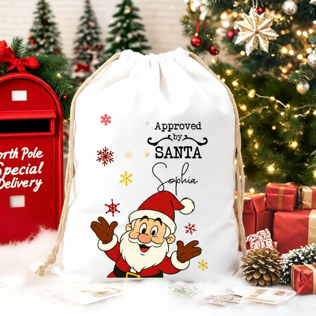 Personalized Vintage Cartoon Anime Style Family Christmas Sack for Anime Lovers Santa Sack Christmas Gift Bag for Kids