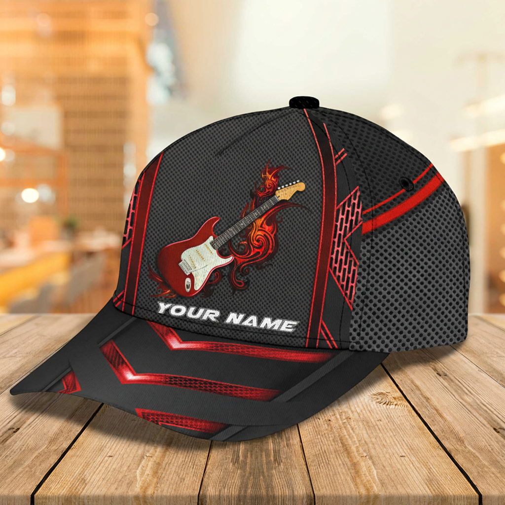 Personalized Name 3D Print Baseball Cap With Adjustable Snap for Music Lover Perfect Music Lovers Guitar Lovers Custom Gift Hat