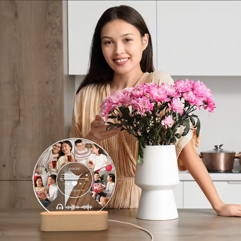 Personalized Song Plaque and Photo Night Light and Custom Music Plaque with Photos Music Lover Gift and Couple Gifts and Anniversary Gift for Couple