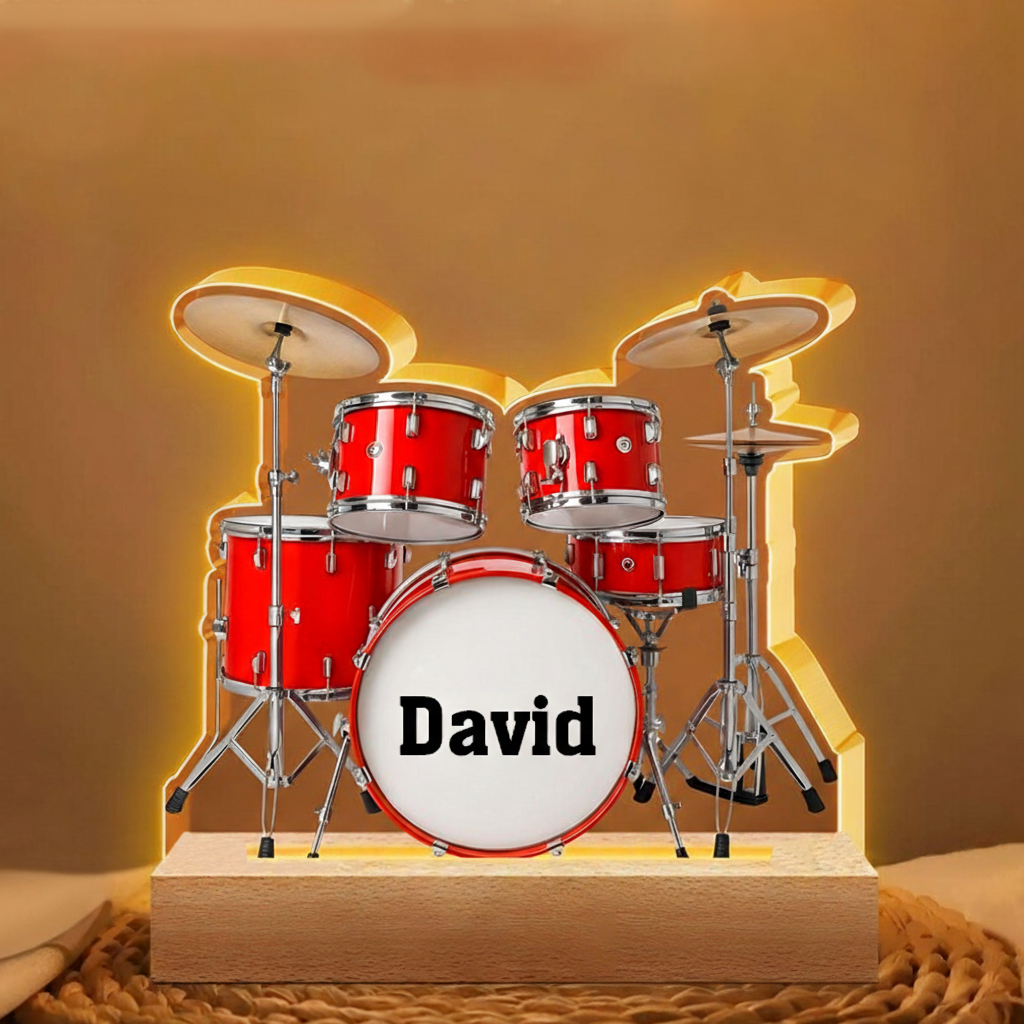 Personalized Drum Night Light Custom Name Drum Lamp Gifts Drum Player Music Night Light