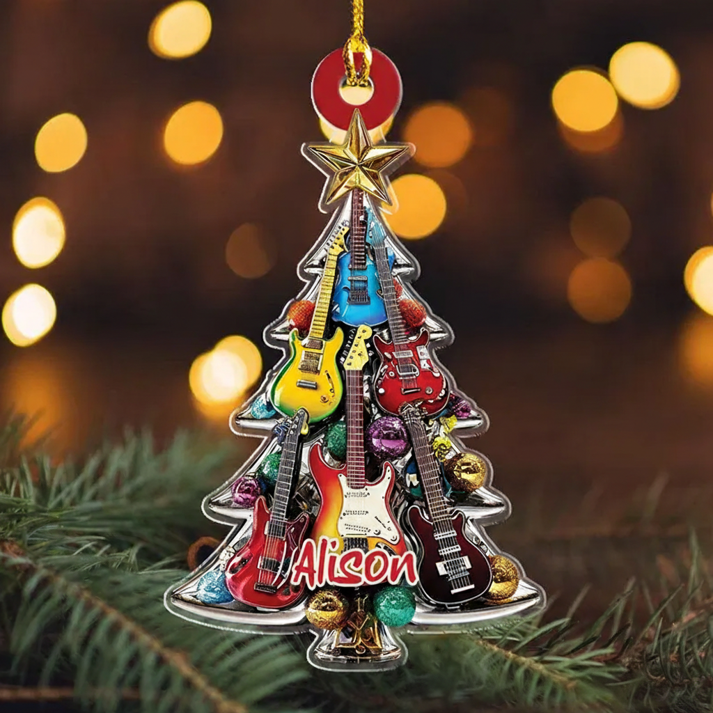Personalized Electric Guitar Christmas Ornament Electric Guitarist Guitar Lover Gifts Guitar Ornament