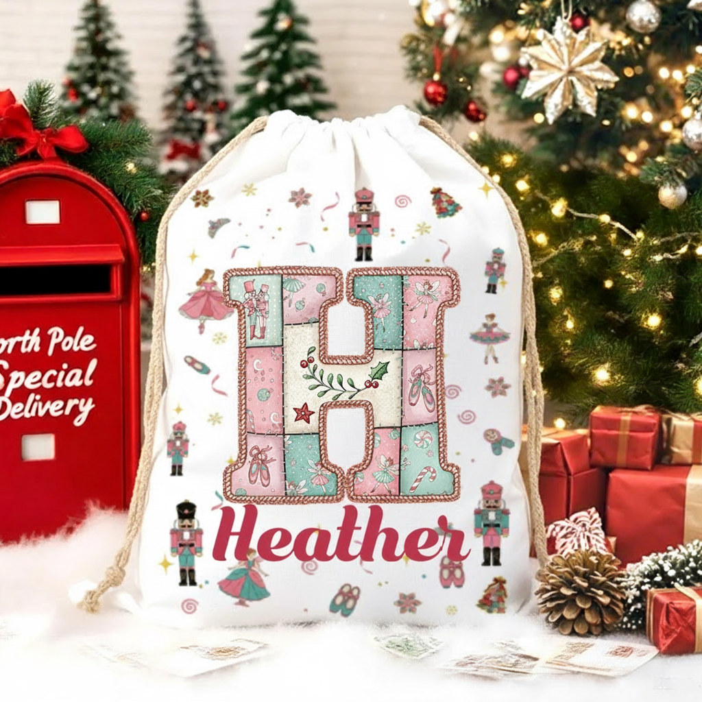 Personalized Nutcracker Ballet Monogram Christmas Sack for Dance Lovers Santa Sack Christmas Gift Bag for Kids