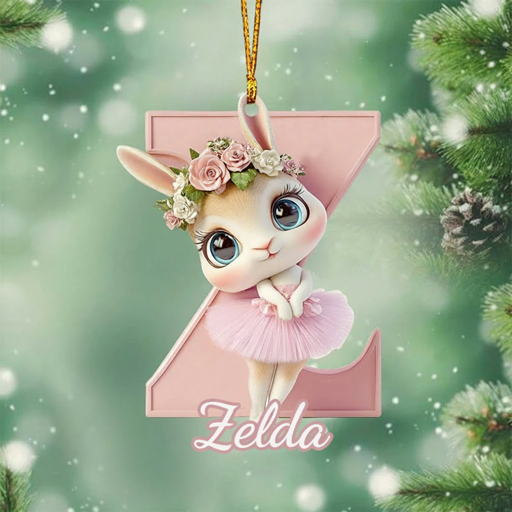 Personalized Ballet Bunny Alphabet Christmas Acrylic Ornament Dance Lovers Christmas Gift Dancer Xmas Gift Christmas Decor