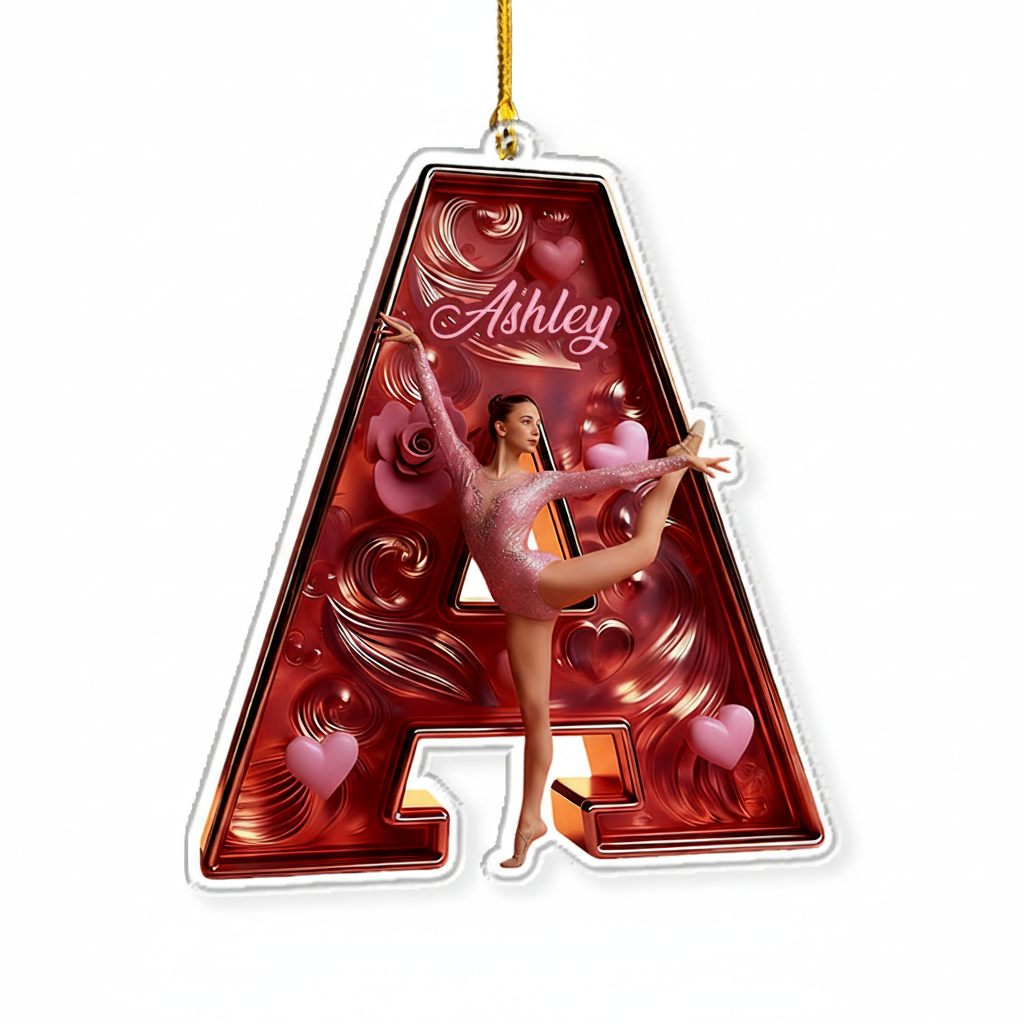Personalized Flora Gymnastic Alphabet Acrylic Ornament Gymnastic Dance Lovers Christmas Gift Dancer Xmas Gift Christmas Decor