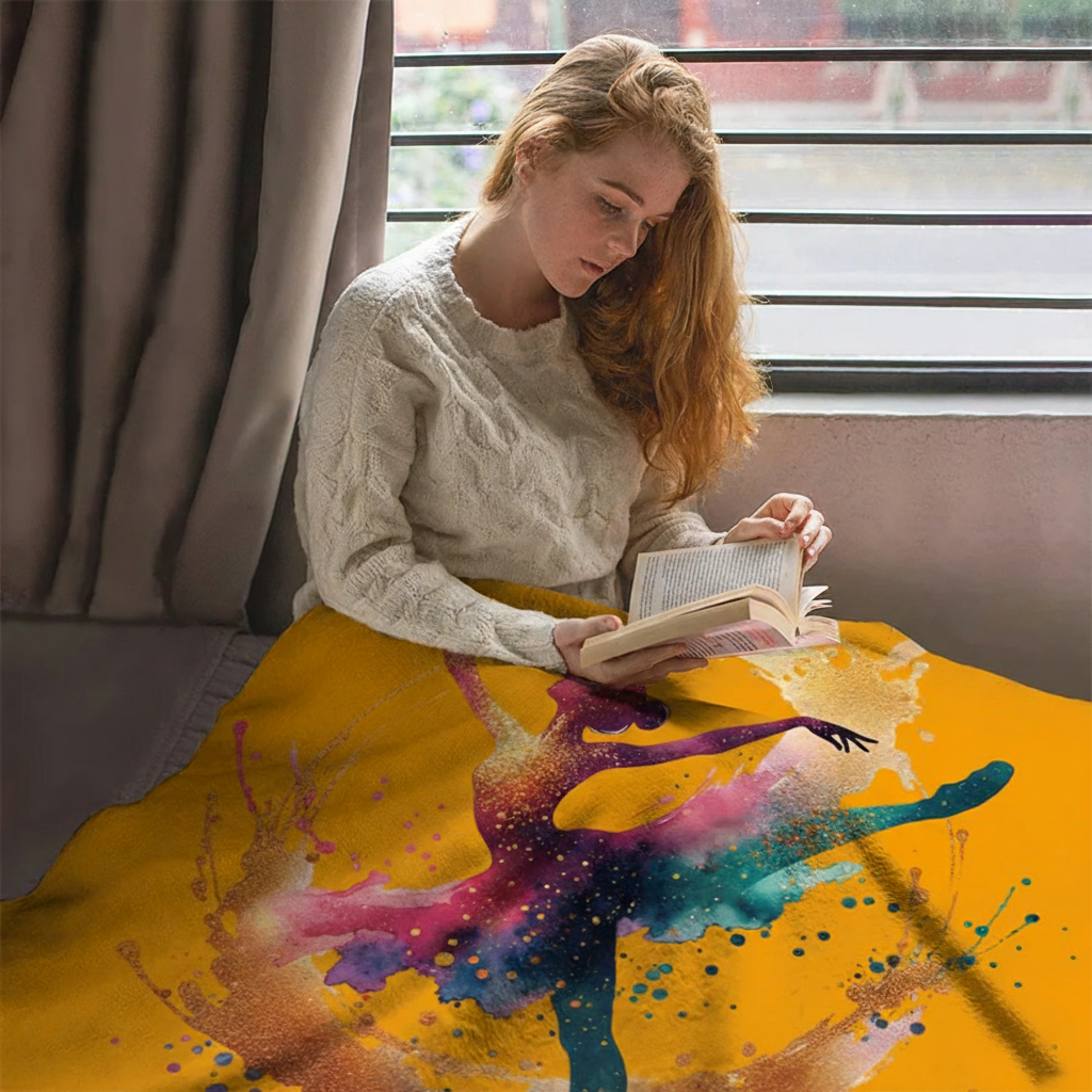 Personalized Ink Ballerina Street Dancer Blanket Flannel Blanket Ballet Lover Blanket with Name for Dance Lovers Dancer