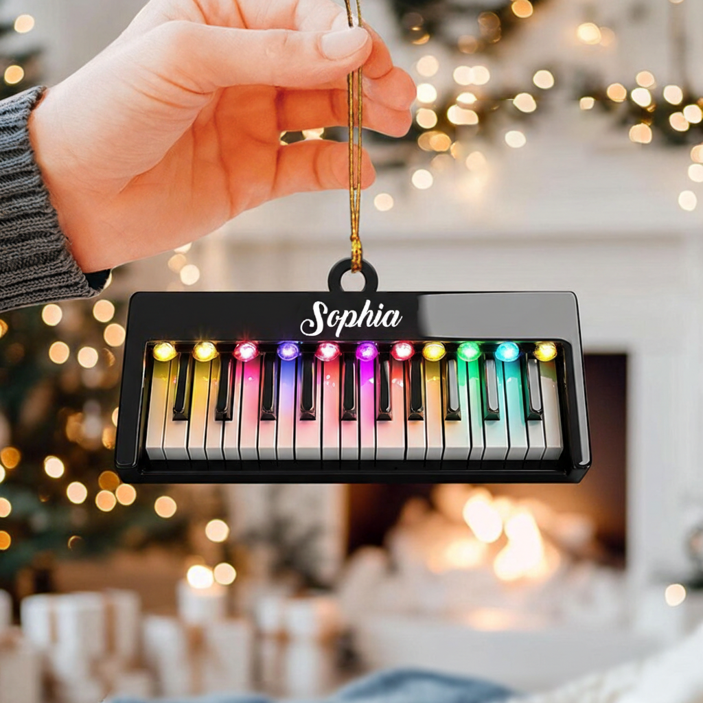 Personalized Piano Christmas Ornament Custom Piano Key Christmas Ornament Piano Lovers Gift Musician Gift