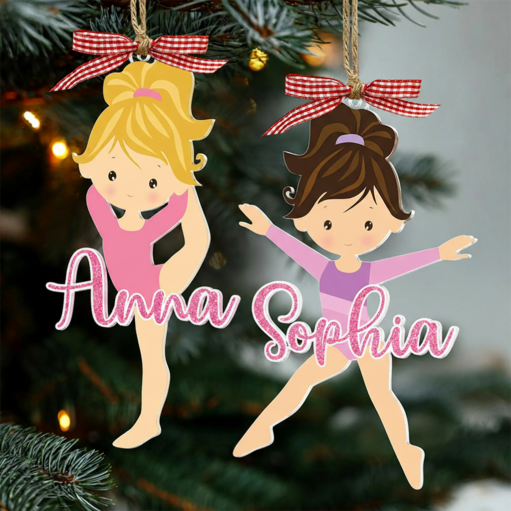 Personalized Cute Cartoon Gymnastic Girl Christmas Acrylic Ornament Dance Lovers Christmas Gift Dancer Xmas Gift Christmas Decor