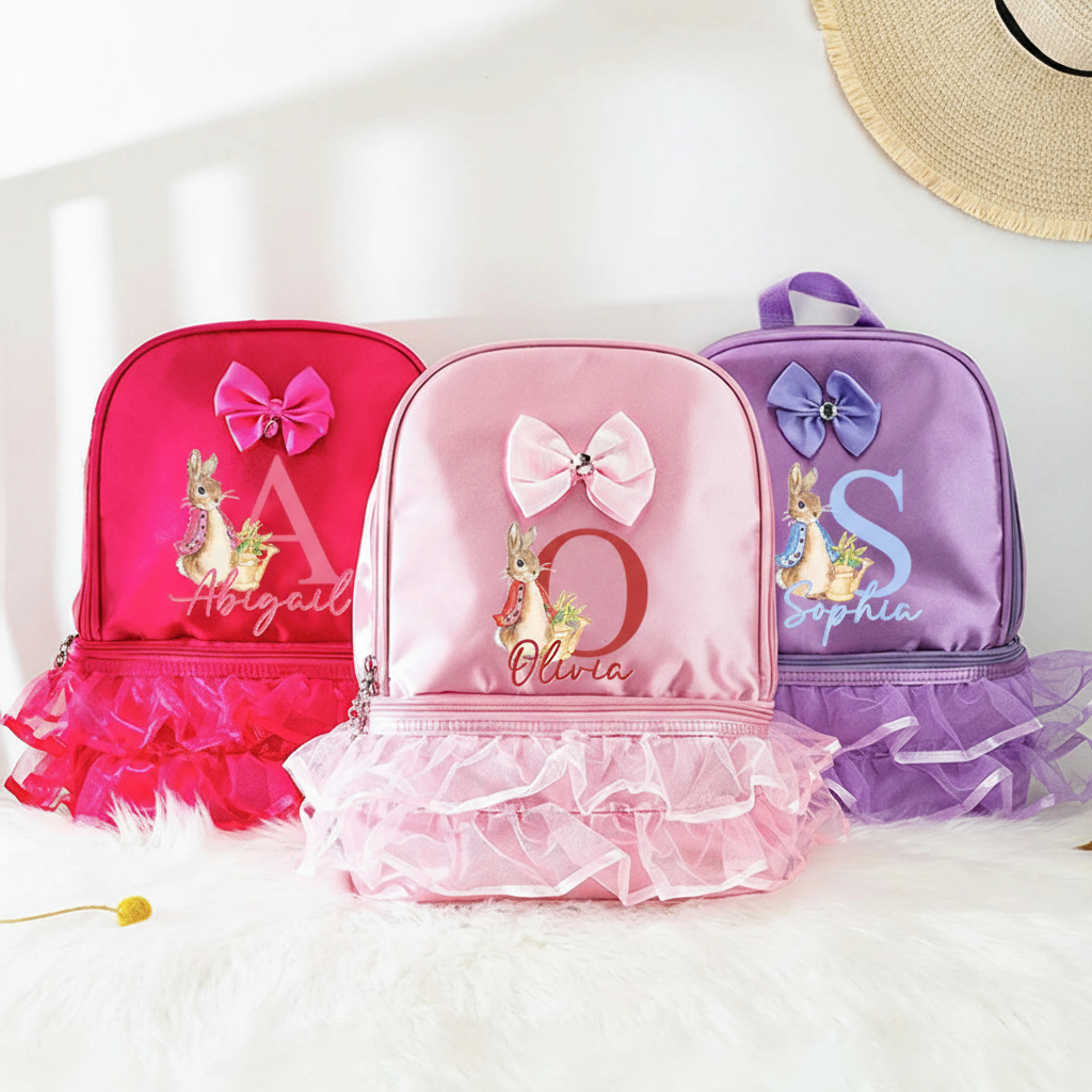 Personalized Cartoon Bunny Dance Bag for Girls Cute Backpack Pink Ballet Dance Bag Gymnastic Cheer Girls Christmas Gifts Back To School Gifts