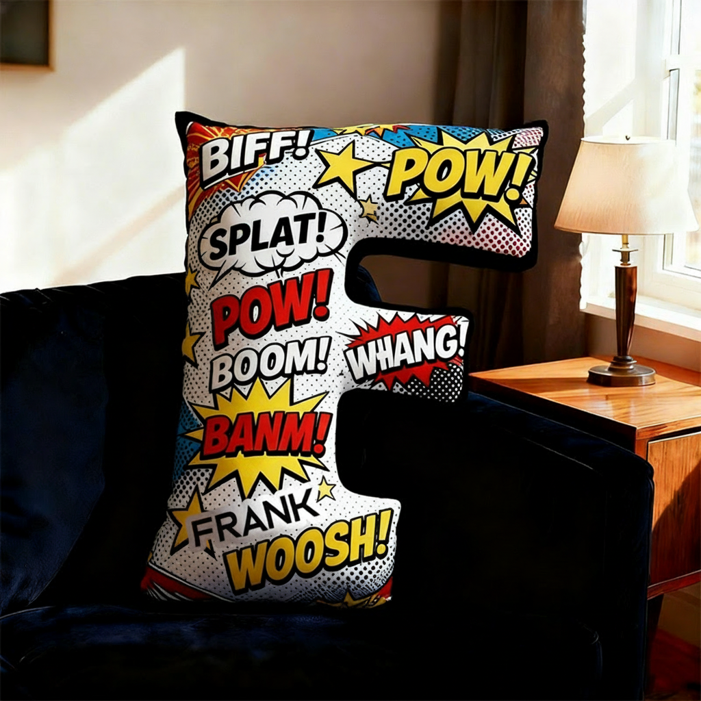 Personalized Comic Alphabet Shaped Pillow for Comic Anime Lovers Initial Pillow Christmas Gift for Kids Teenagers