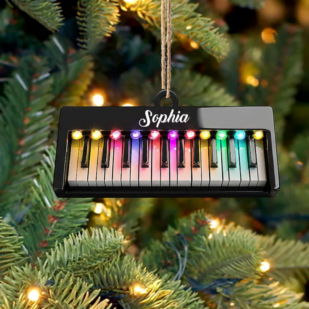 Personalized Piano Christmas Ornament Custom Piano Key Christmas Ornament Piano Lovers Gift Musician Gift