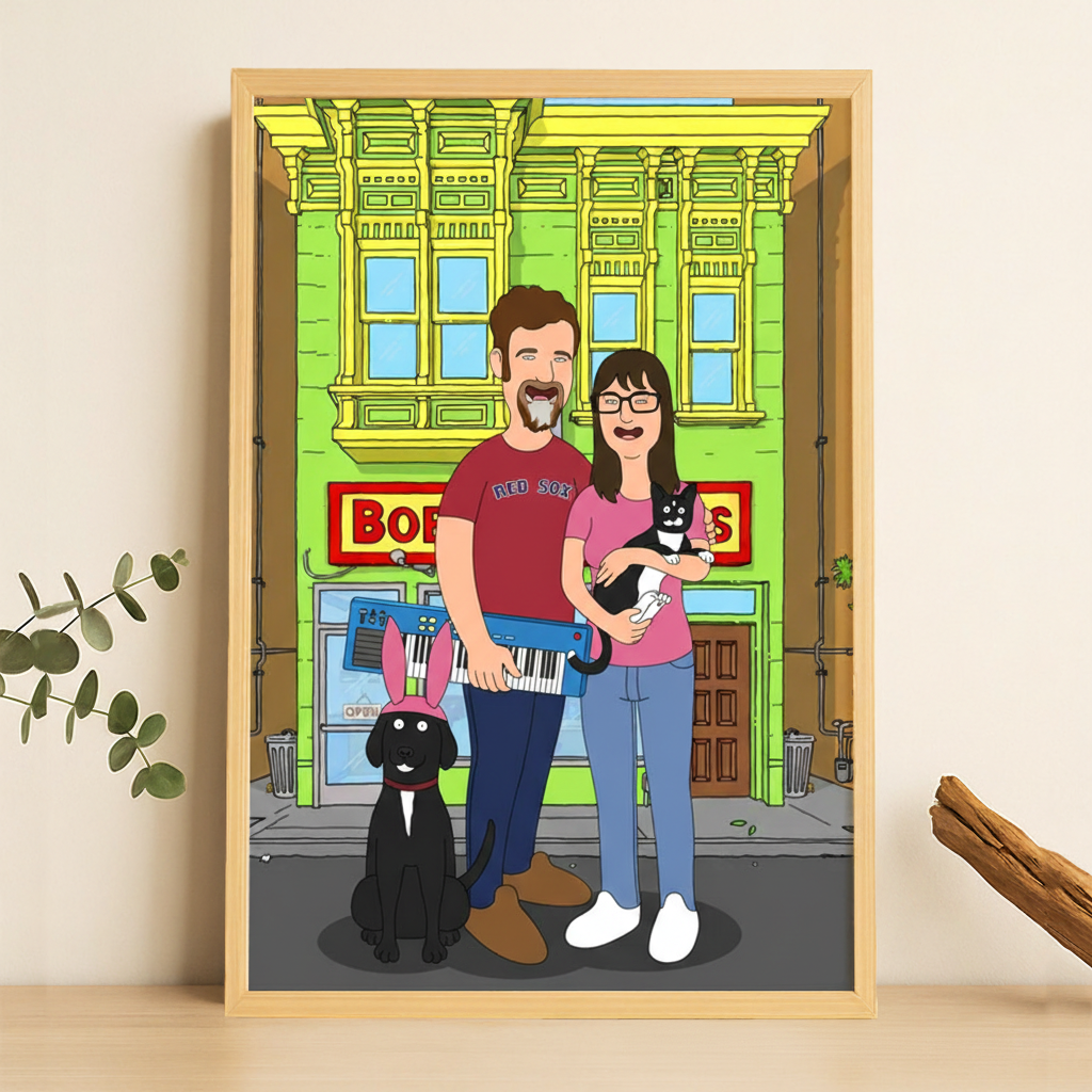 Personalized Cartoon Anime Style Photo Wall Art Comic Poster Without Frame Custom Art Lover Gift Custom Portrait for Family