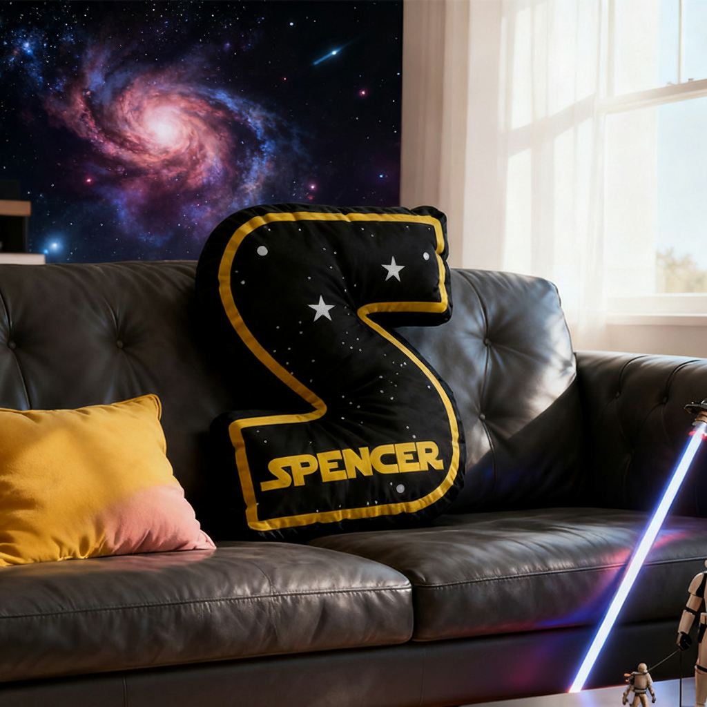 Personalized Galaxy Alphabet Shaped Pillow for Movie Lovers Initial Pillow Christmas Gift for Kids