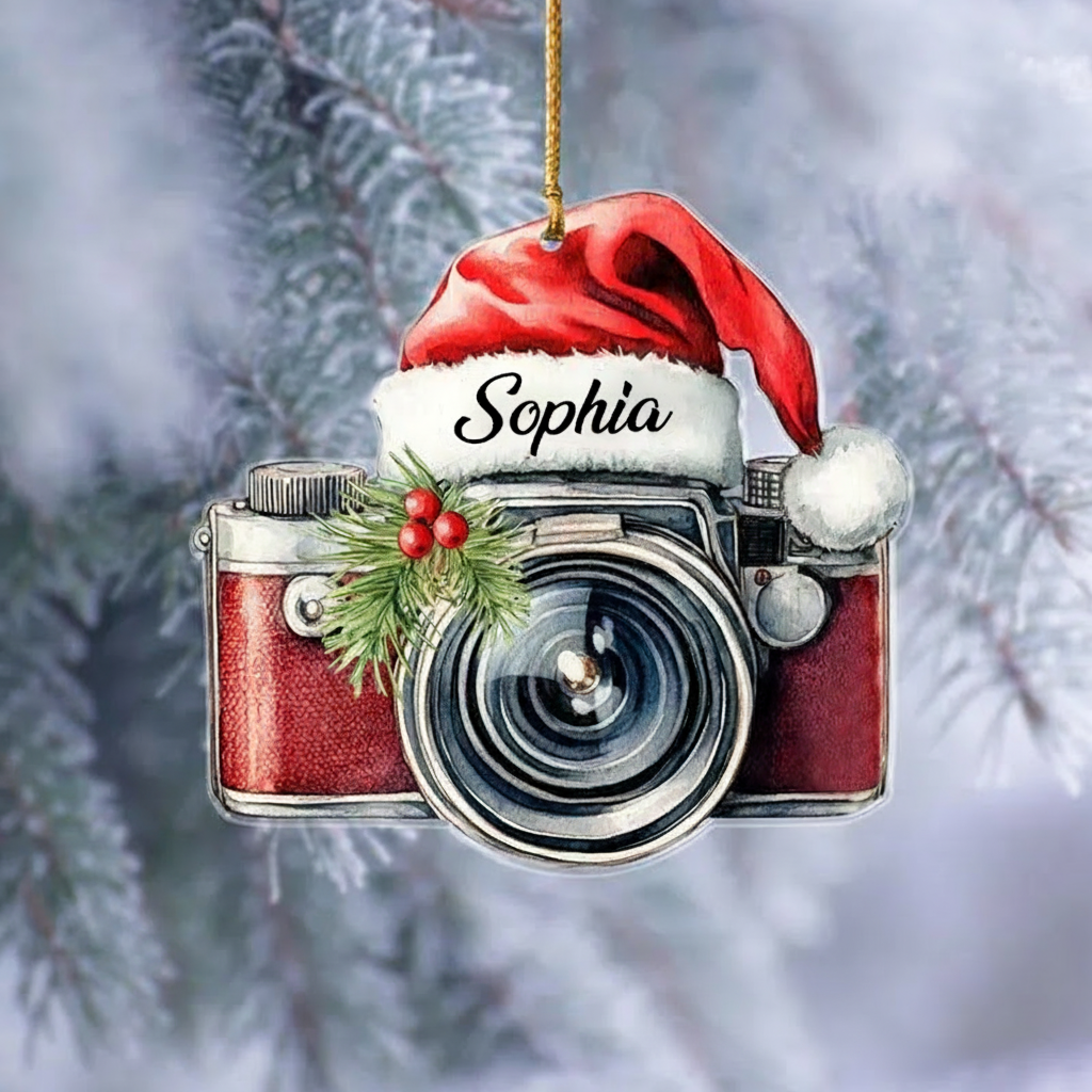 Personalized Photographer 2D Flatten Ornament Christmas 2025 Camera Lover Acrylic Ornament Christmas 2025 Gift Xmas Tree Decor