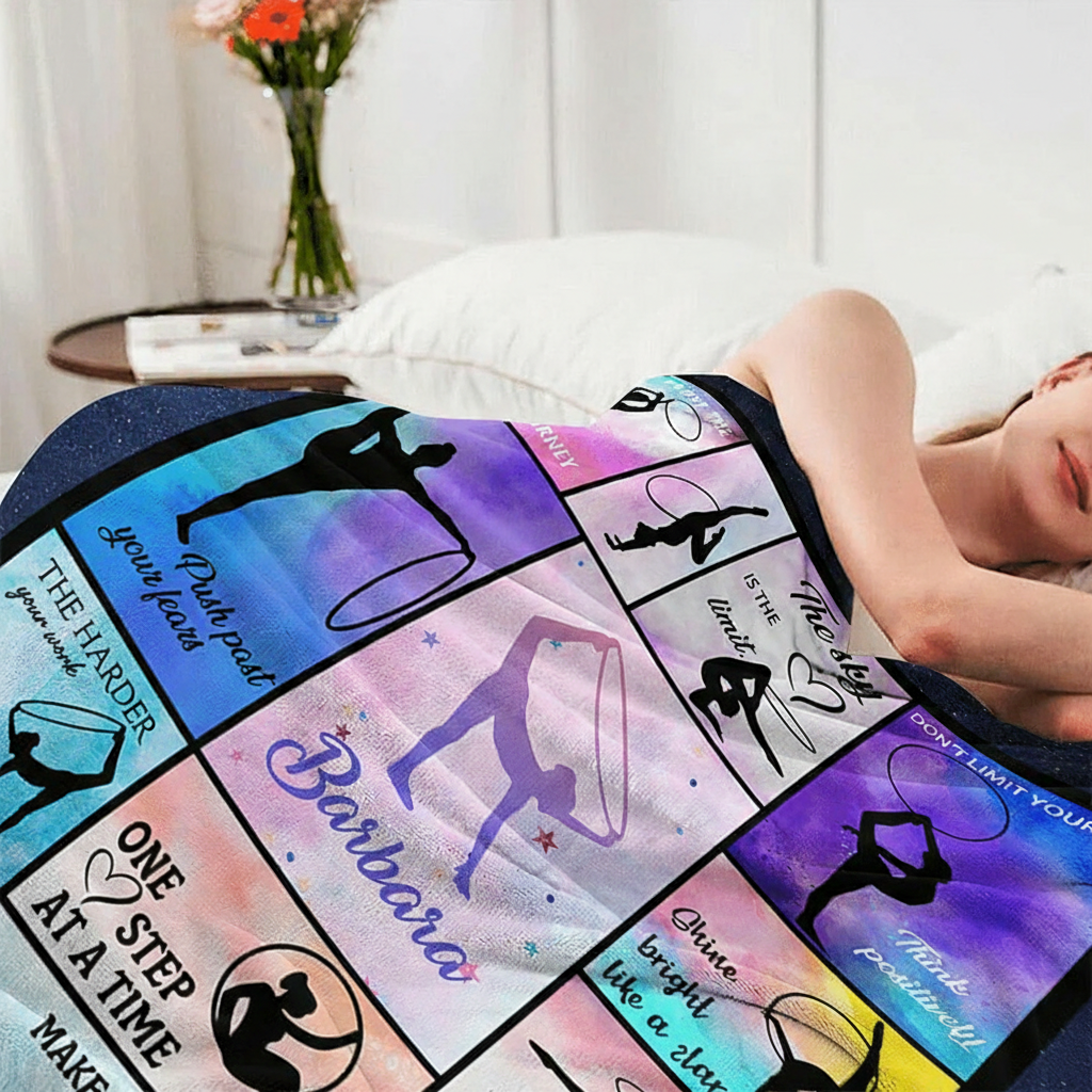 Personalized Gymnastics Blanket Flannel Blanket Ballet Lover Blanket with Name for Dance Lovers Dancer