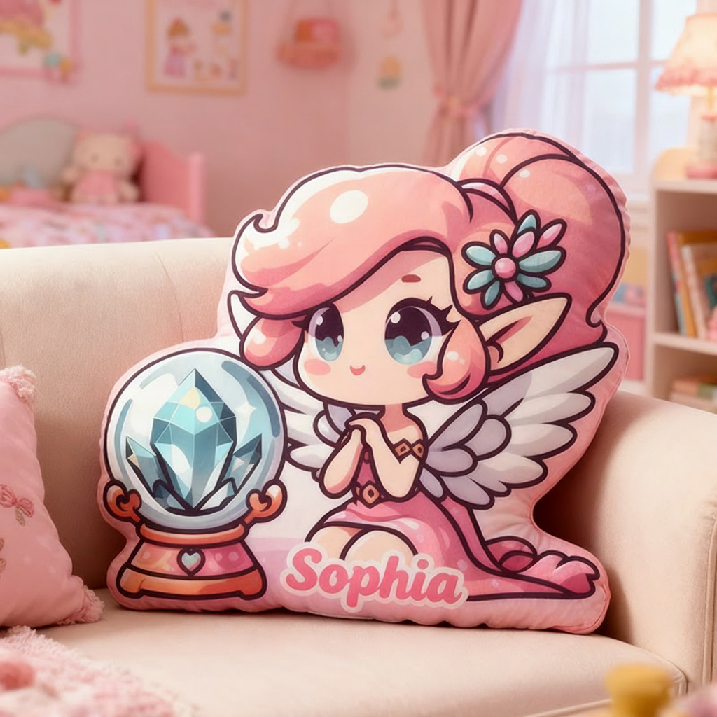 Personalized Name Pink Princess Christmas Gift Pillows Adorable Whimsical Design Graphic 3D Print Pillow for Kids