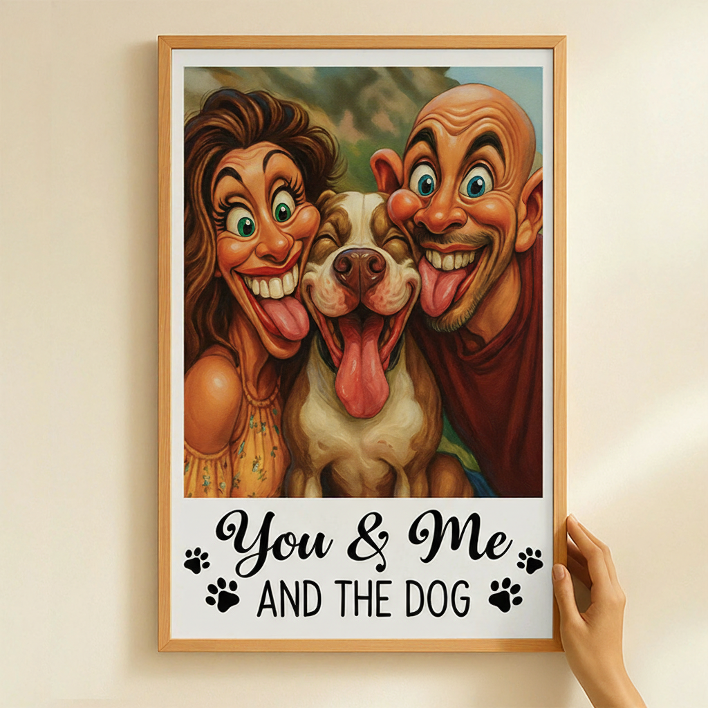 Personalized Caricature Pet Wall Art For Dog and Cat Lovers Poster Without Frame Custom Cartoon Art Lover Gift Custom Portrait