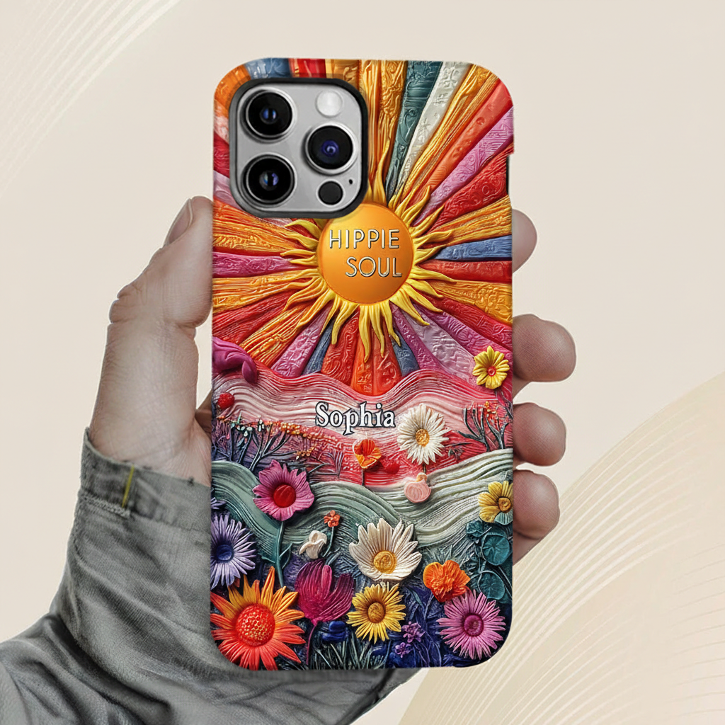 Personalized Hippie Full Print Phone Case Hippie Lover Gifts Colorful Hippie Phone Case Bohemian Phone Case