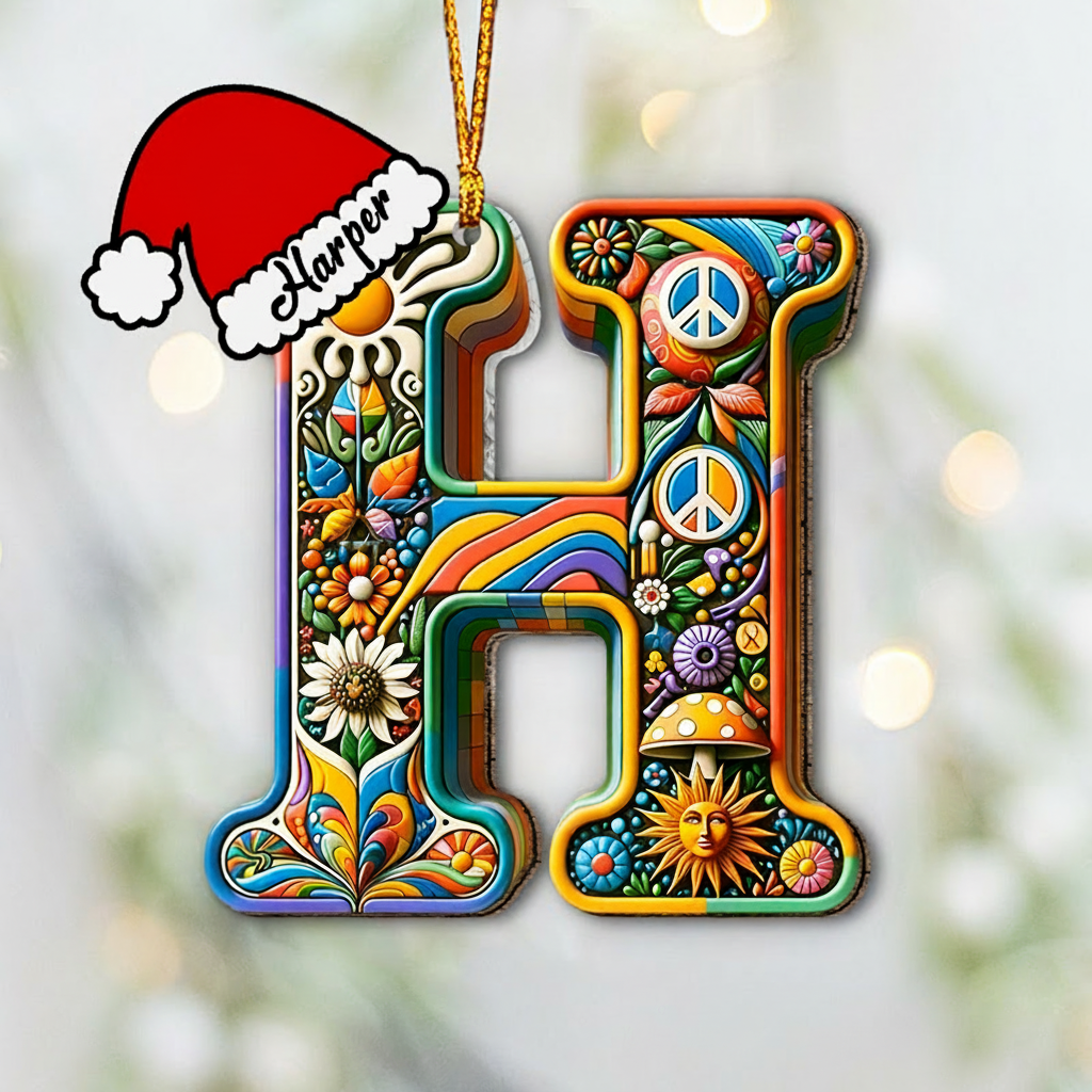 Personalized Beautiful Hippie Letter Ornament Custom Hippie Ornament