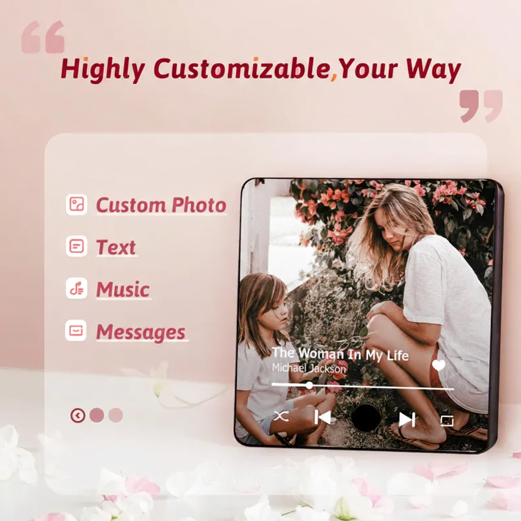 Personalized Mom Gifts Fridge Magnet Play Song and Personalized Music Gifts for Mother with Photo and Text