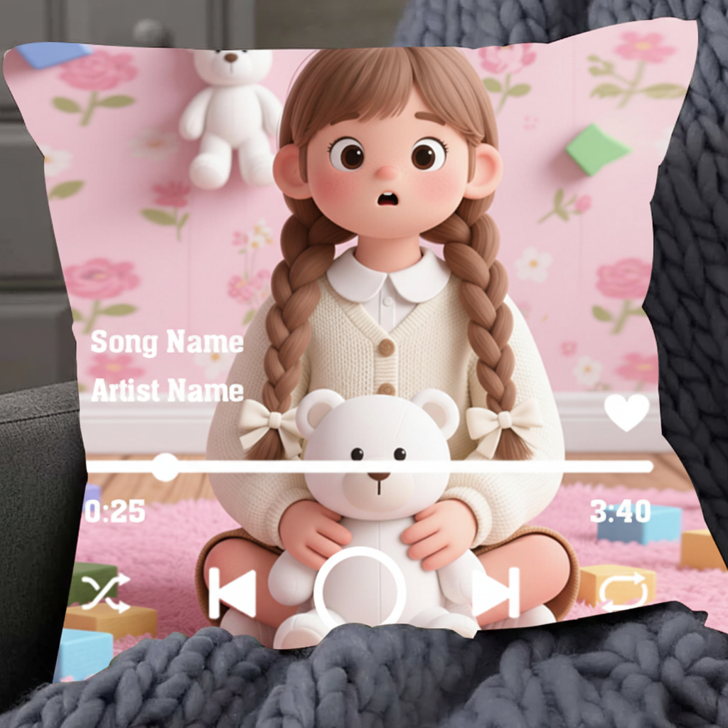 Personalized Song Throw Pillow and Custom Music and Photo Throw Pillow Music Plaque and Christmas Gifts for Kids