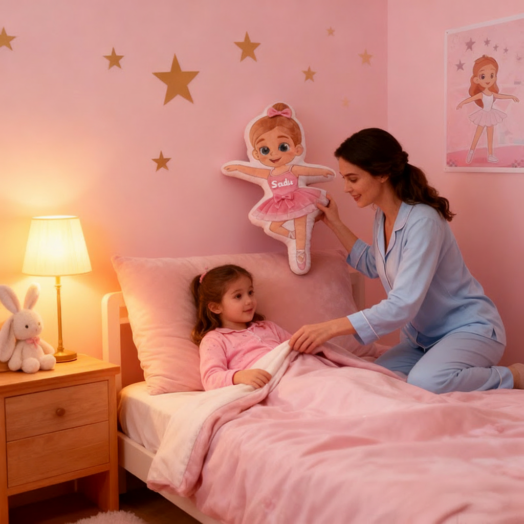 Personalized Ballet Dancers Pillow with Your Name Soft Stuffed Toy for Kids Unique Decorative Cushion for Girls' Room and Dance Studio