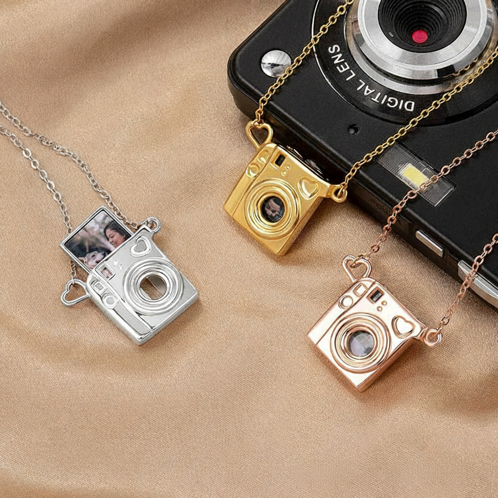 Personalized Mini Pull-Out Camera Locket Necklace with Photo Anniversary Birthday Gift for Photography Lovers Friends Lovers