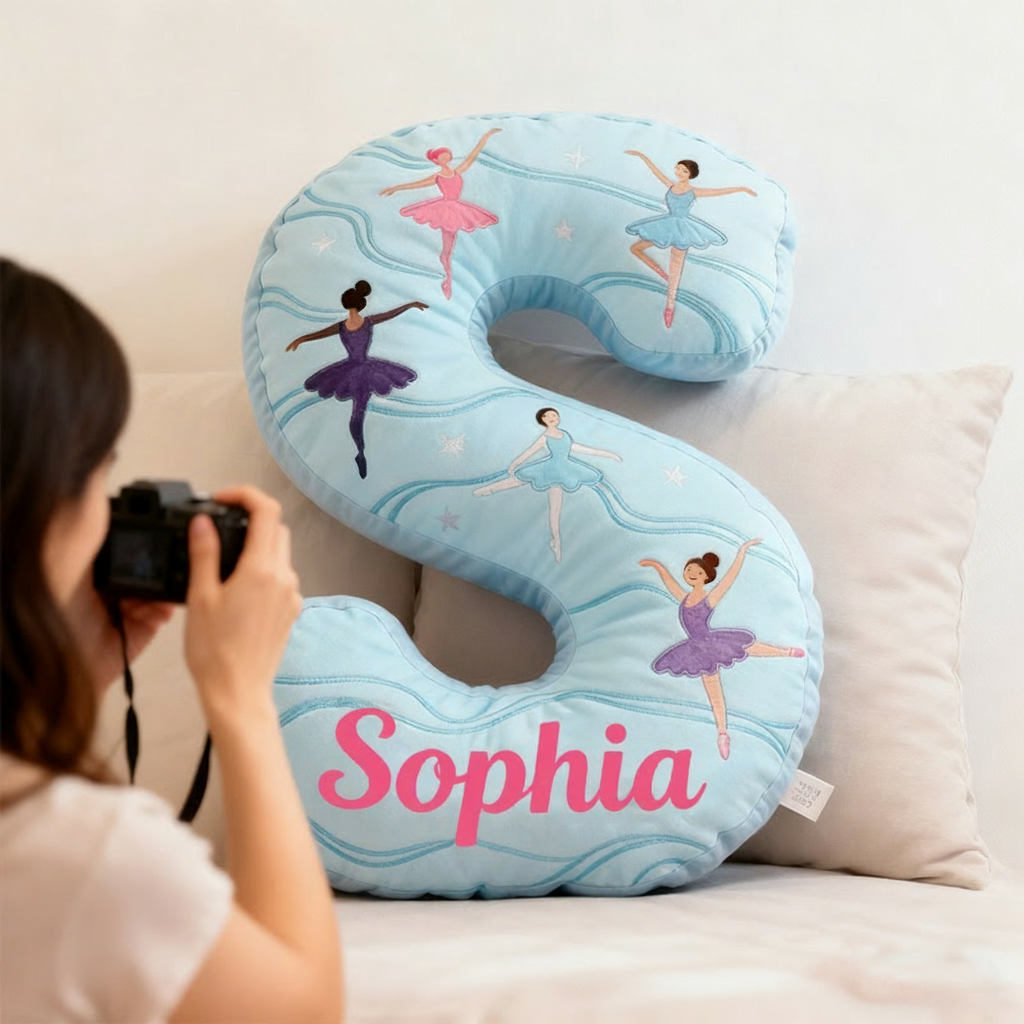 Personalized Graphic 3D Print Ballet Pillow With Your Own Name Soft Stuffed Toy for Kids Unique Decorative Cushion for Girls' Room