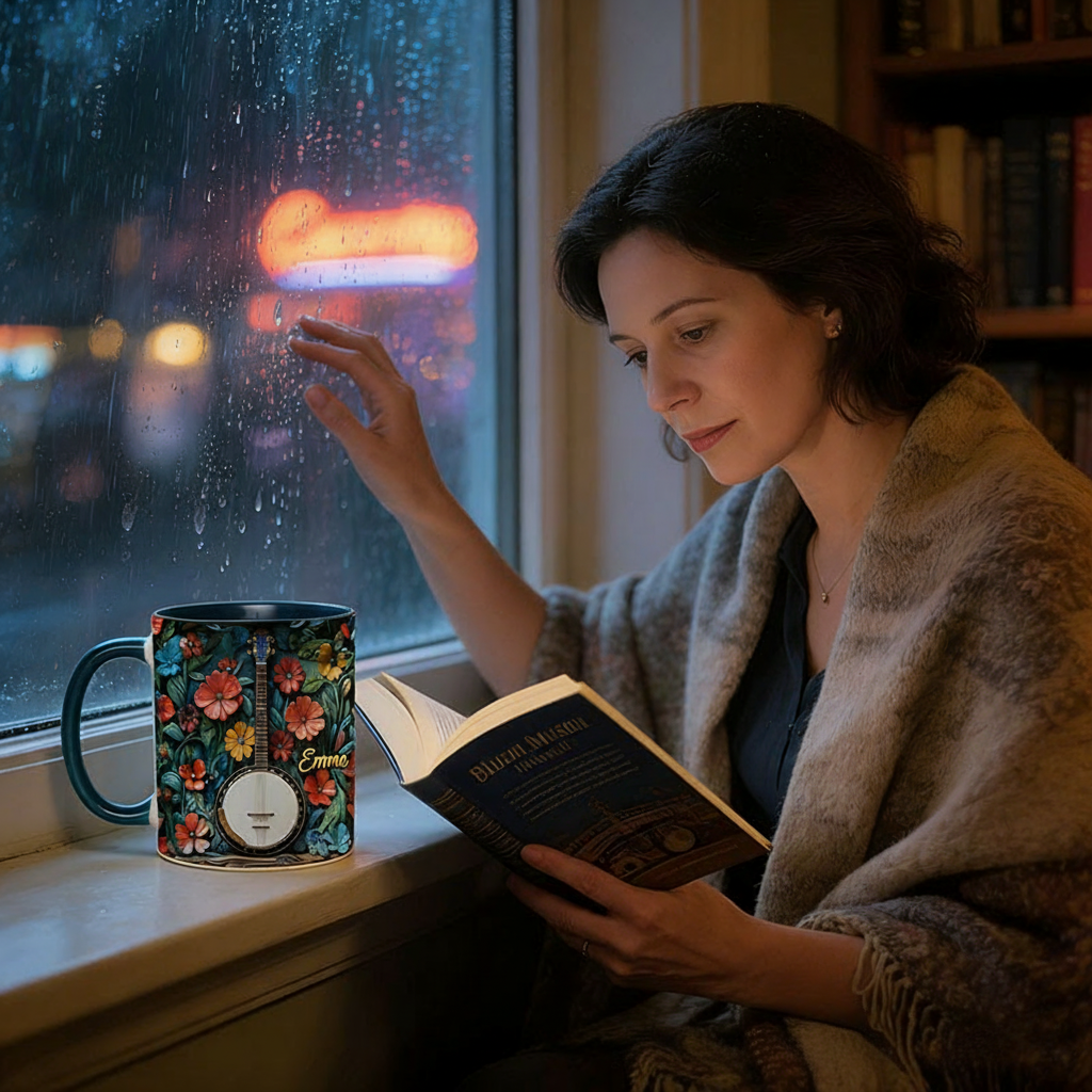 Personalized Banjo Mug Custom Name Gift for Her Music Lover Banjo Lover Present for Mother Wife Daugther Girlfriend