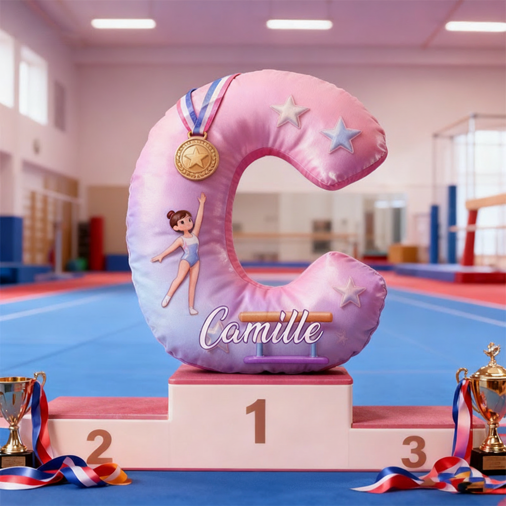Personalized Graphic 3D Print You Are My Champion Gymnastic Alphabet Shaped Pillow for Gymnastic Lovers Initial Pillow Christmas Gift for Kids