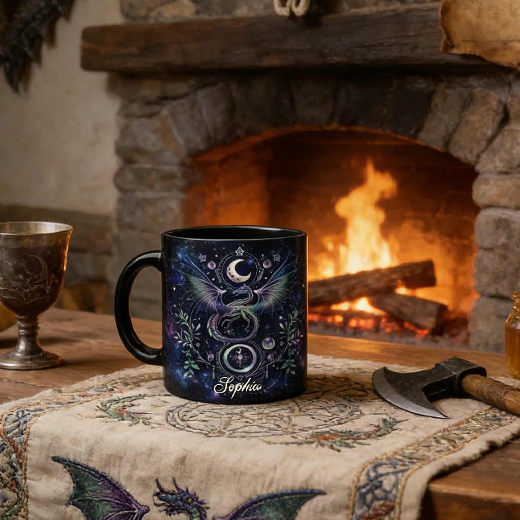 Personalized Celestial Dragon Moon Magical Mug Coffee Mug Magic Lover Mug Witchcore Gift Coffee Mug