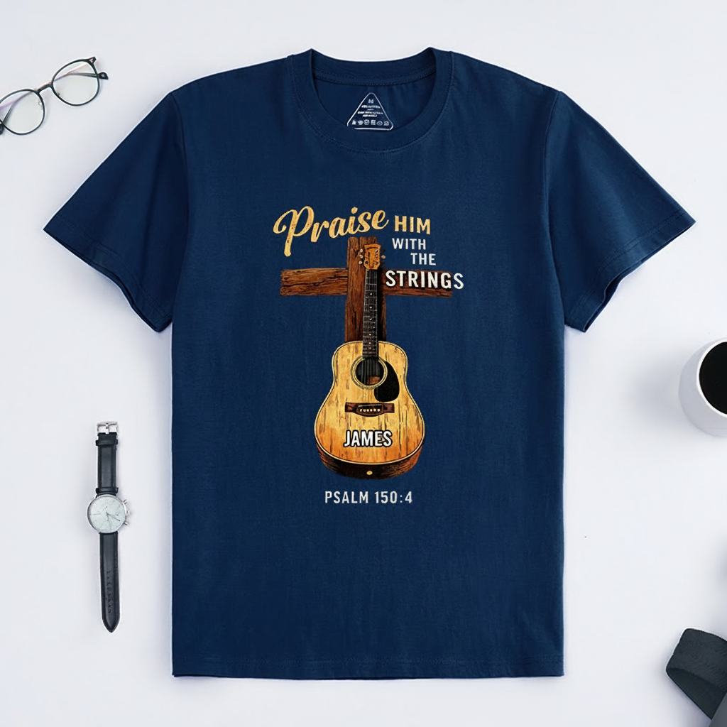 Personalized Classic T-Shirts Praise Him With My Strings T-Shirt Vintage Music Graphic Tee for Music Lovers