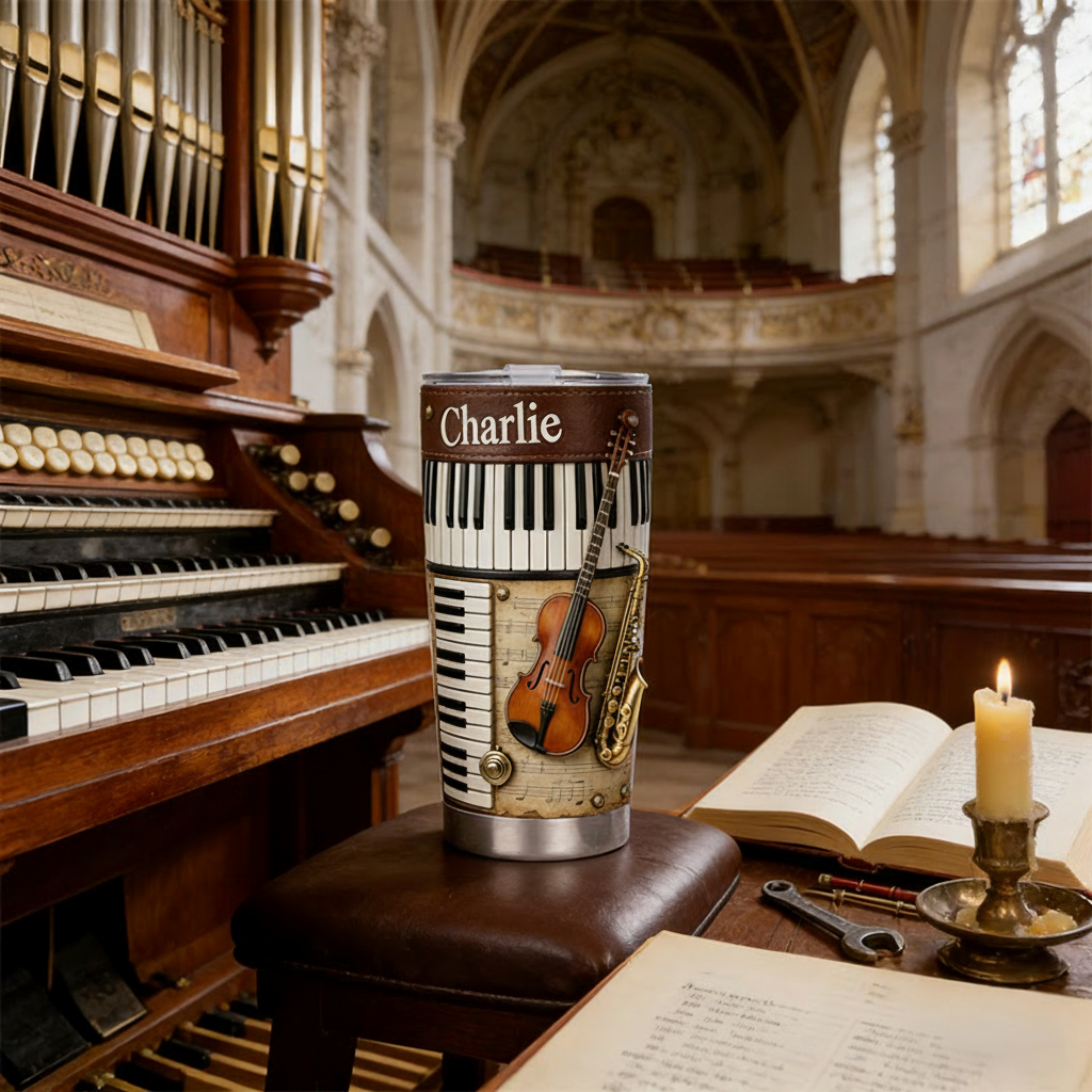 Personalized 2D Flat Classical Harmony 20oz Tumbler Custom Classical Music Themed Tumbler for Music Lovers