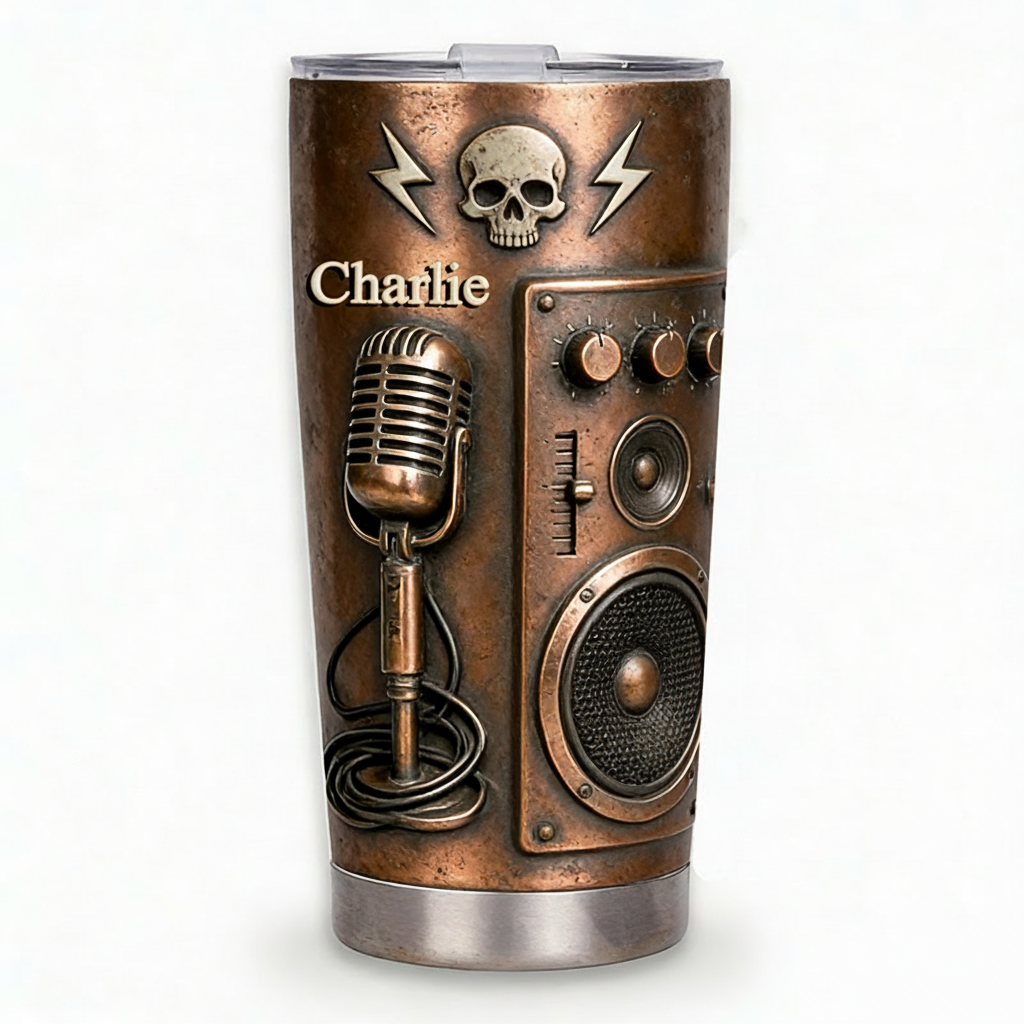 Personalized 2D Flat Retro Rock Amplifier 20oz Tumbler Custom Rock Music Themed Tumbler for Music Lovers