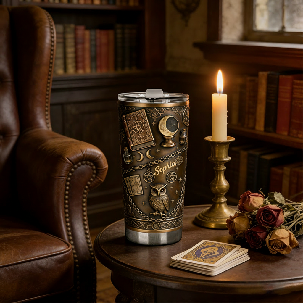 Personalized 2D Flat Arcane Relics 20oz Tumbler Custom Magic Witch Themed Tumbler for Magic Lovers
