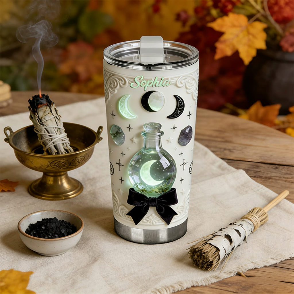 Personalized 2D Flat Potion Moonlight 20oz Tumbler Custom Magic Witch Themed Tumbler for Magic Lovers