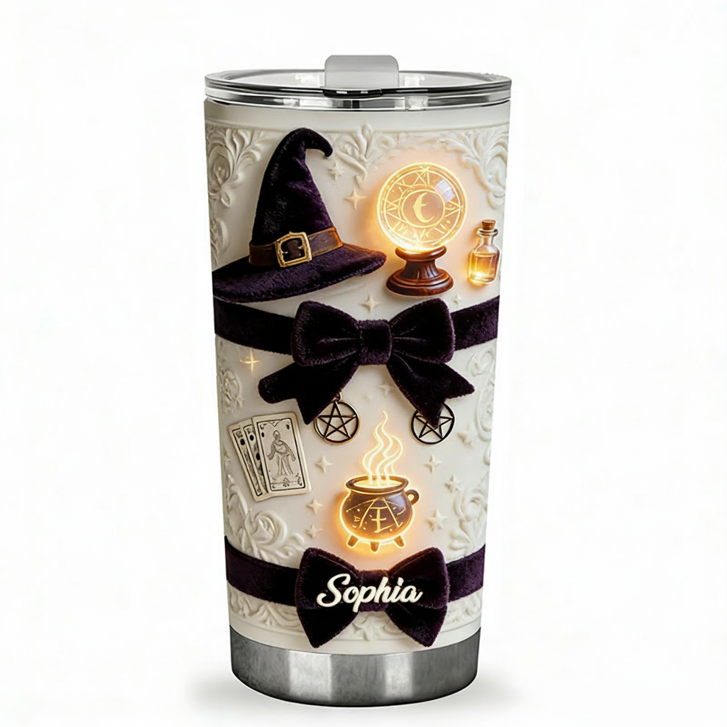 Personalized 2D Flat Mystic Witchcraft 20oz Tumbler Custom Magic Witch Themed Tumbler for Magic Lovers