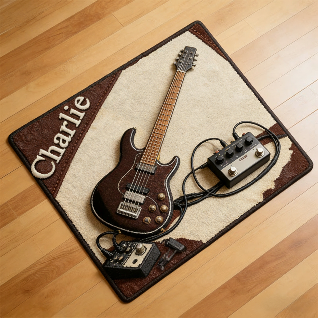 Personalized 2D Flat Bassline Vibes Rug for Music Lovers Gift for Kids Music Studio