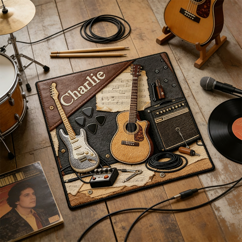 Personalized 2D Flat Acoustic Groove Rug for Music Lovers Gift for Kids Music Studio