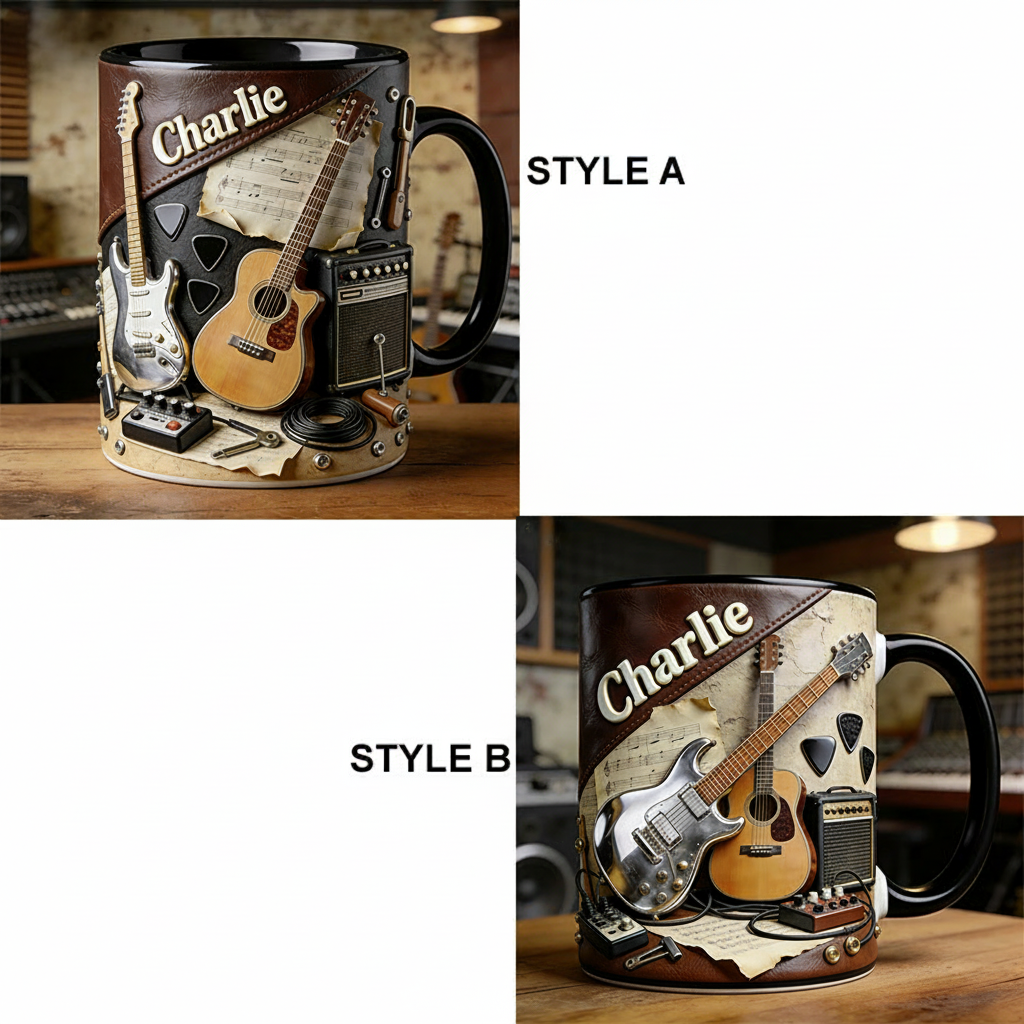 Personalized 2D Flat Acoustic Vibes Mug Custom Vinyl Records Themed Mug for Music Lovers