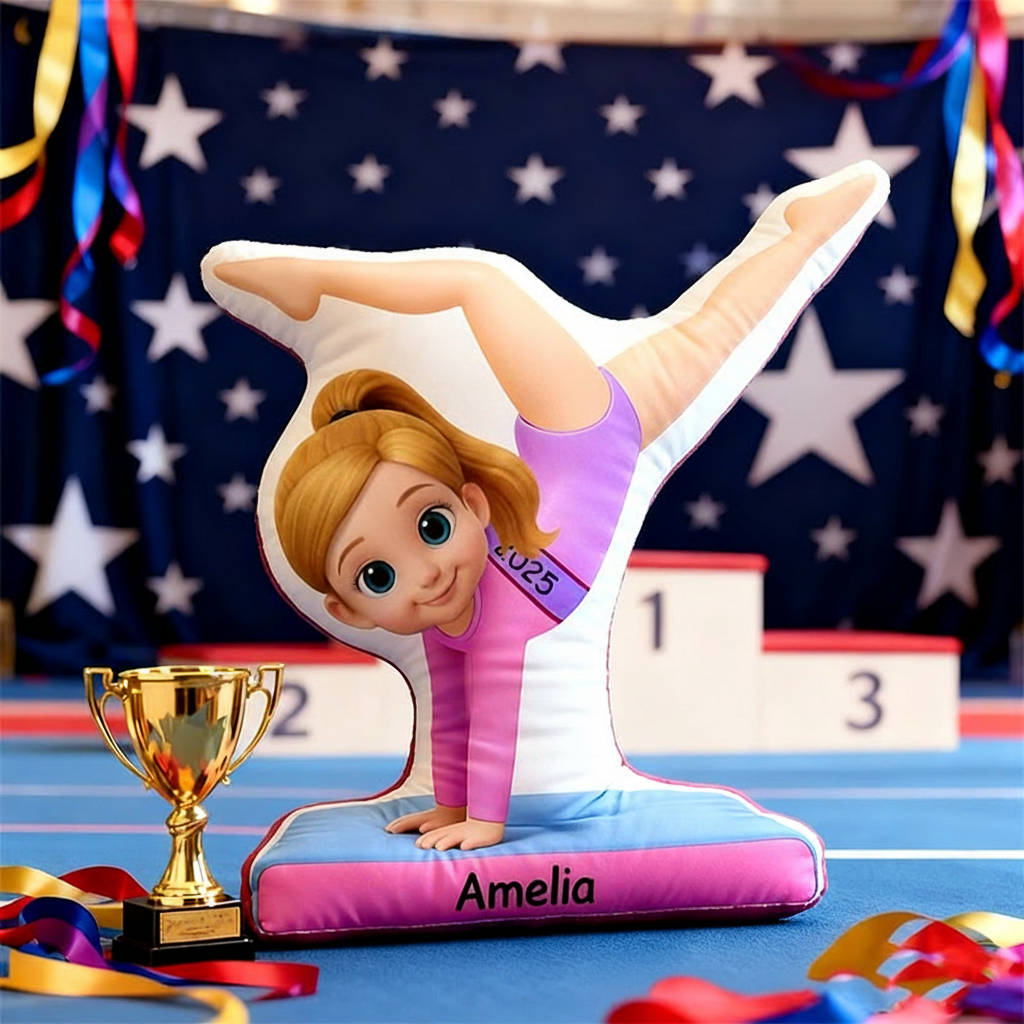 Personalized My Gymnastic Girl Shaped Pillow for Gynamstic Lovers Pillow Christmas Gift for Kids
