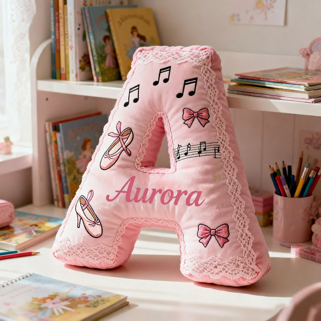 Personalized Graphic 3D Print Ballet Dance Pillow With Your Own Name Soft Stuffed Toy for Kids Unique Decorative Cushion for Girls' Room