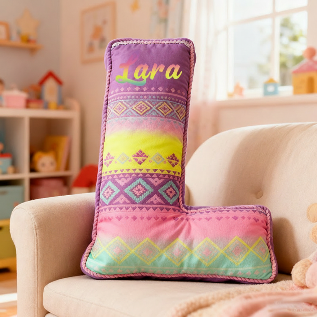 Personalized 26 Letters Pillow with Pastel Colors Geometric Patterns Soft Texture and Whimsical Boho Design  Graphic 3D Print Pillow 
