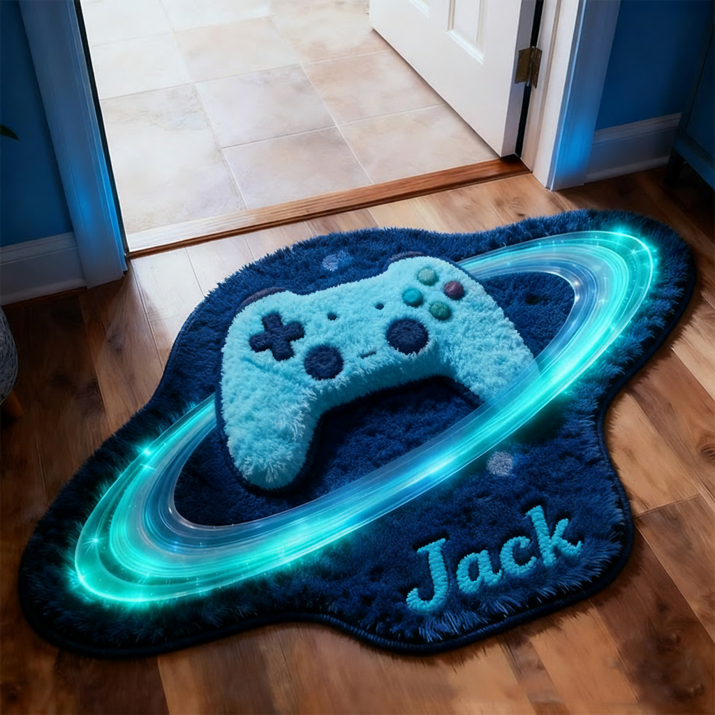 Personalized Graphic 3D Print Galaxy Controller Rug with Ring Effect for Gamer Game Lovers Gift for Kids
