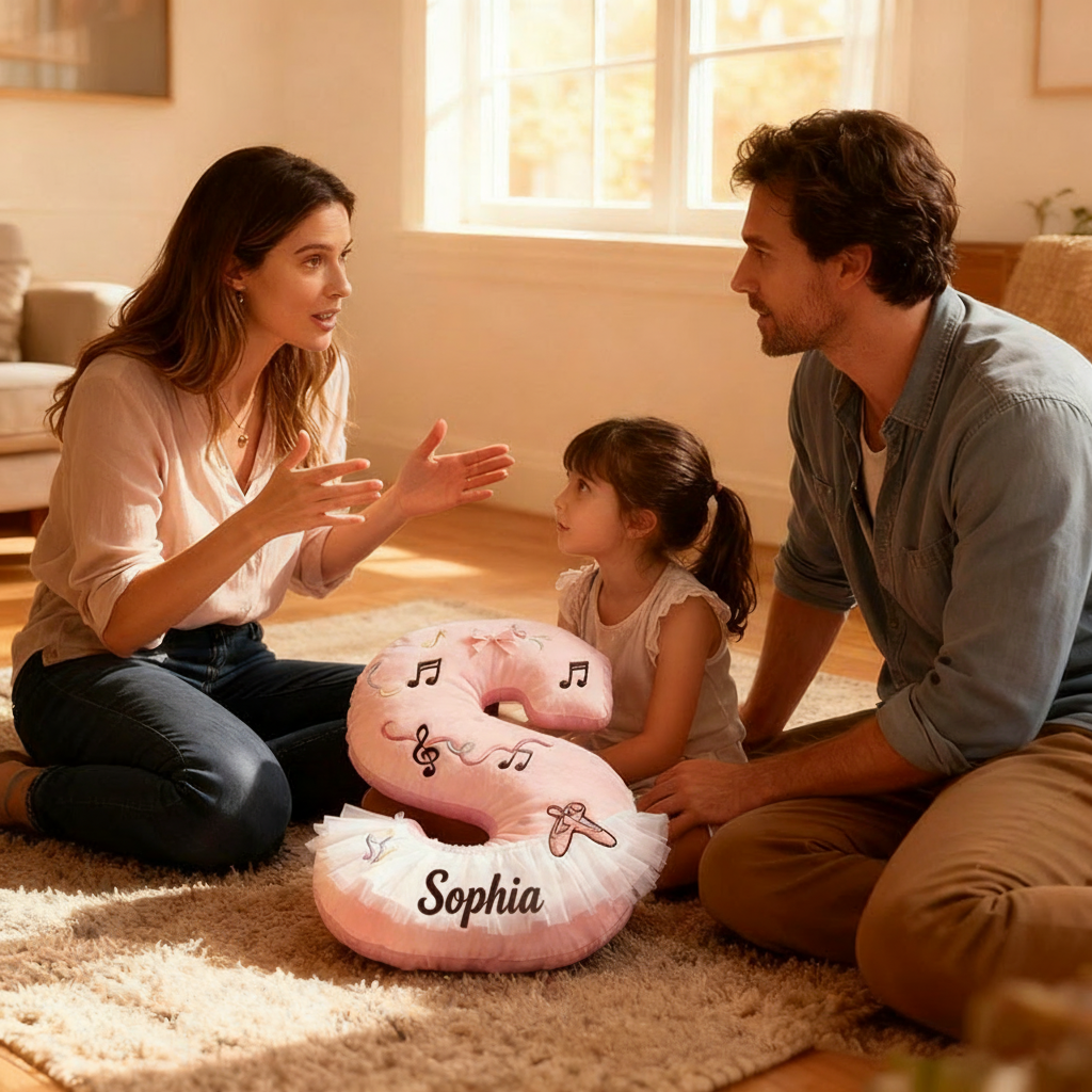 Personalized Graphic 3D Print Ballet Pillow With Your Own Name Soft Stuffed Toy for Kids Unique Decorative Cushion for Girls' Room